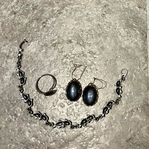 Silver Dolphin Mood Stone Jewelry Set
